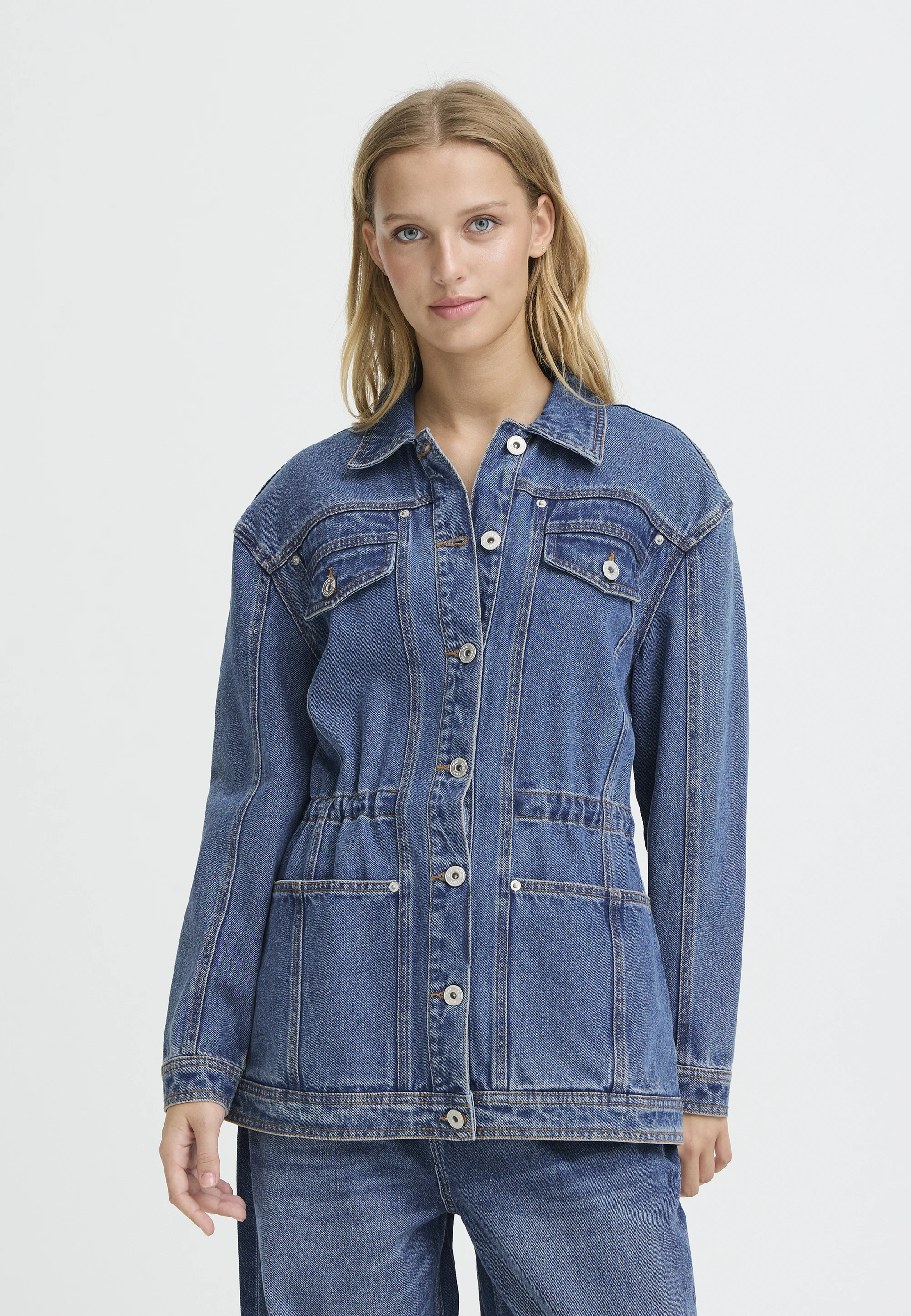 Giacca in denim con coulisse in vita ICHI